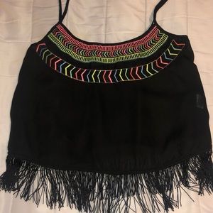 Black frilled tank top